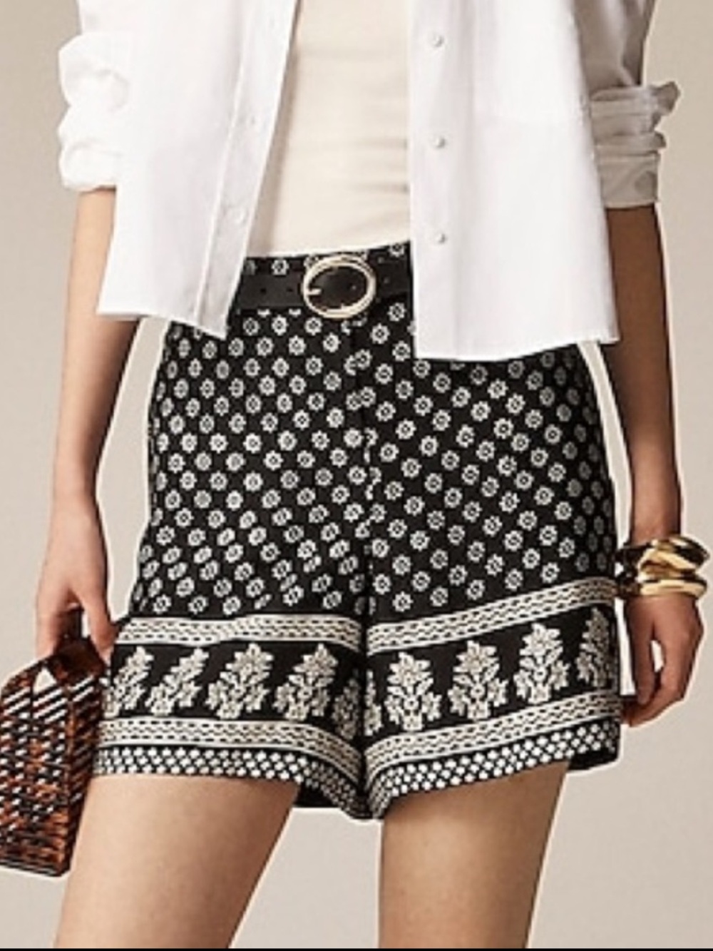 NWT JCrew 6” Harbor Short in Block Print Black & Cream Size XS $128 CI589
